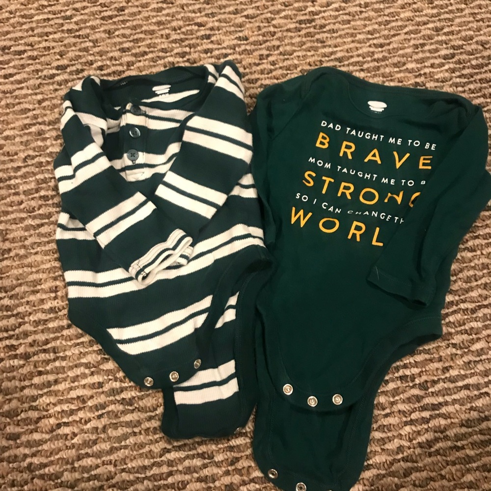 2 6-12 Hunter Green Onsies!!